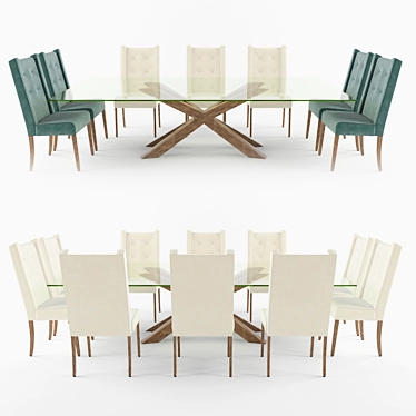 Verona Dining Set: Table + Chair 3D model image 1 