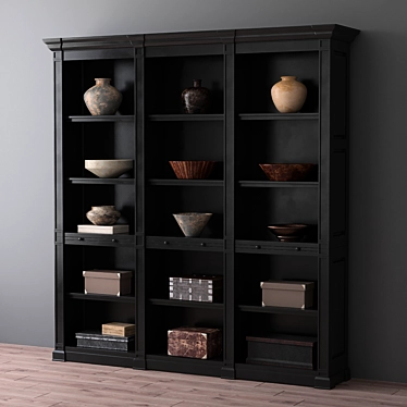 Modern Triple Bookcase in Atkins Collection 3D model image 1 
