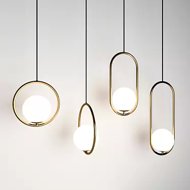 Elegant Hoop Pendant Lamp 3D model image 1 