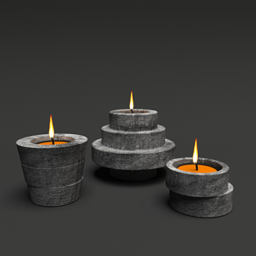 Modern Concrete Candlestick Set 3D model image 1 