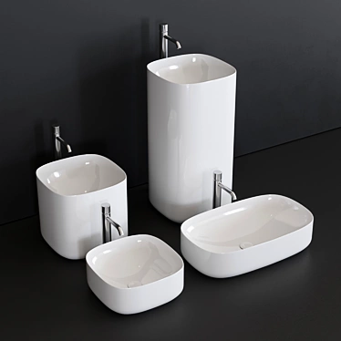 Modern ceramic washbasin collection | Moon 3D model image 1 