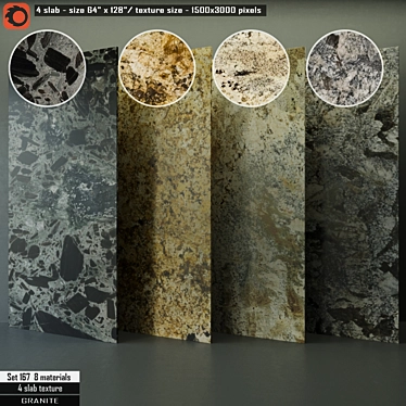 Luxury Granite Slabs - Set of 4 3D model image 1 