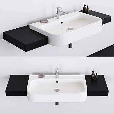 Scarabeo Next 80D Ceramic Washbasin 3D model image 1 