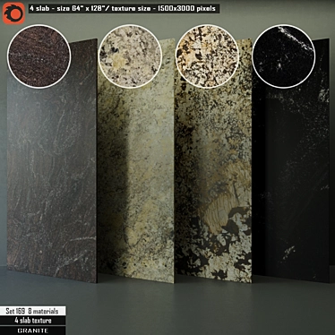 Premium Granite Slab Set 3D model image 1 