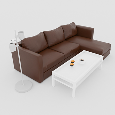 Sleek and Stylish Vimle Leather Sofa 3D model image 1 