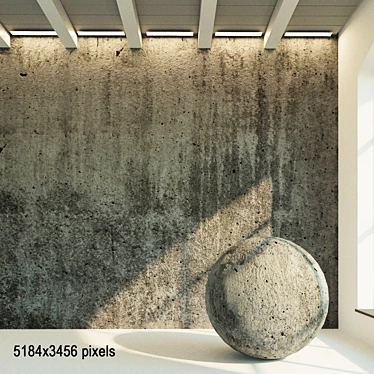 Authentic Aged Concrete Wall 3D model image 1 