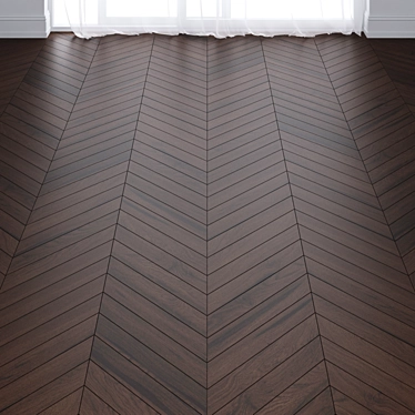 Ebony Oak Parquet: Deck, Chevron, Tree 3D model image 1 