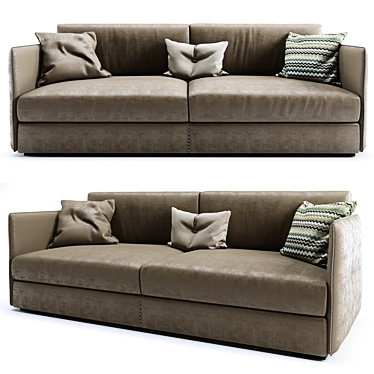 Gamma Alfred Leather Sofa 3D model image 1 
