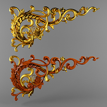 Exquisite Wood and Gold Decor 3D model image 1 