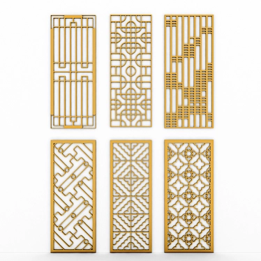 Elegant Brass Decorative Panels 3D model image 1 