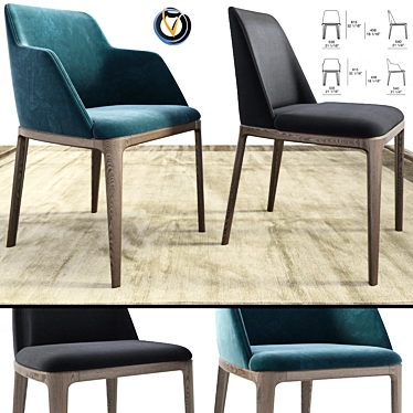 Poliform Grace Duo: Elegant Dining Chair Set 3D model image 1 