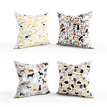 Cozy Creatures Pillow Set 3D model image 1 