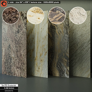 Luxury Granite Slab Set 3D model image 1 