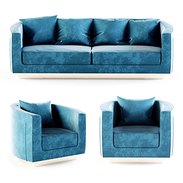 Luxurious Debbie Collection - Sofa & Armchair 3D model image 1 