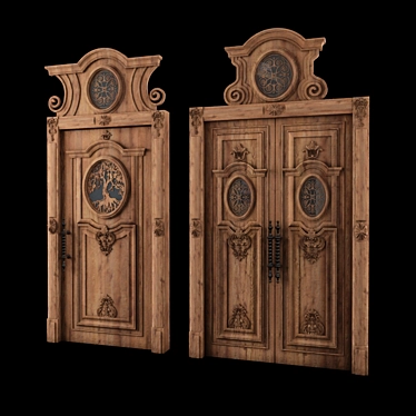 Classic Walnut and White Wood Doors 3D model image 1 