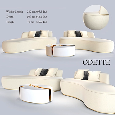 Elegant Odette Sofa: Luxurious Design 3D model image 1 