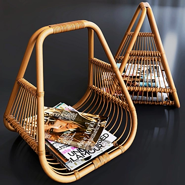 Rattan Journals Set & Stand: Natural Elegance! 3D model image 1 