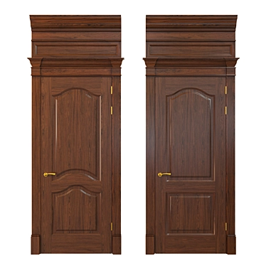 Title: 800mm Wooden Panel Doors - Textured UVW, Available in Various Models 3D model image 1 