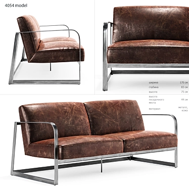 Modern Metal and Leather Sofa 3D model image 1 