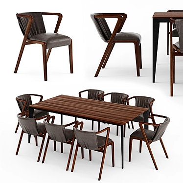 Elegant Fuga Dining Room Set 3D model image 1 