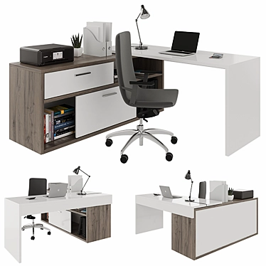 Modern Office Desk with Stunning Decor 3D model image 1 