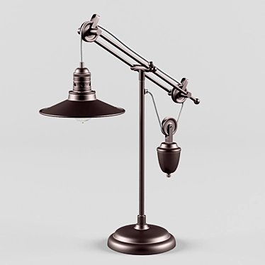 Vintage Industrial Pulley Style Desk Lamp 3D model image 1 