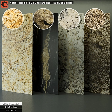 Premium Granite Slab Set - High Resolution Textured Slabs, CORONA Renderer 3D model image 1 