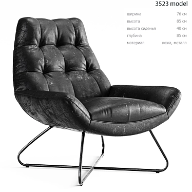 Modern Leather Metal Armchair 3D model image 1 