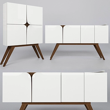 Modern Sideboard & Drawer Set 3D model image 1 