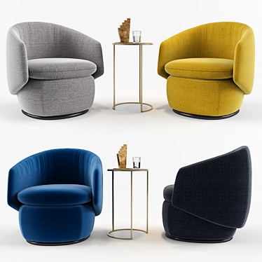 Modern Crescent Swivel Chair 3D model image 1 