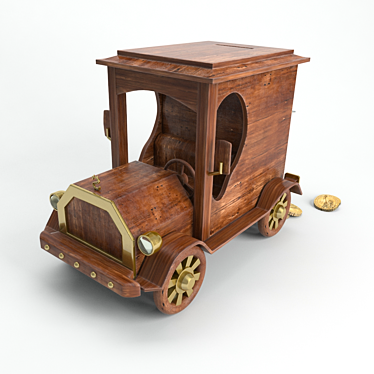 Scrooge McDuck CoinCar: Vintage Wooden Piggy Bank 3D model image 1 