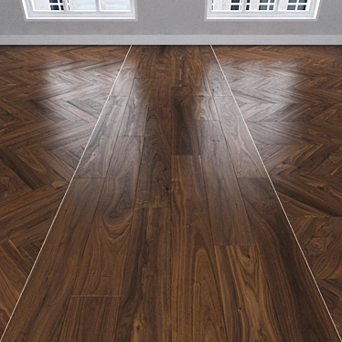 American Walnut Parquet - Herringbone, Linear & Chevron 3D model image 1 