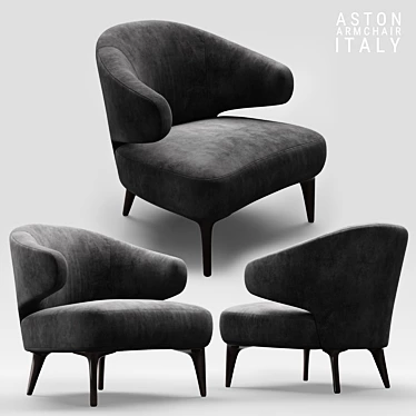 Sleek Minotti Aston Black Armchair 3D model image 1 