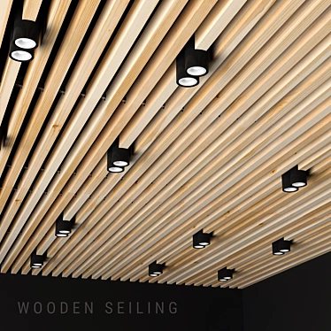 Wooden Ceiling with Aluminum Lighting 3D model image 1 