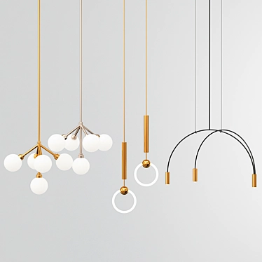 1. Russian translation: Коллекция подвесных светильников
   Elegant Pendant Light Collection

2. 3D model image 1 