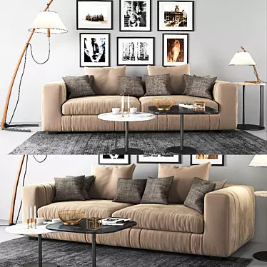 Luxe Velvet Lapo Sofa Set 3D model image 1 