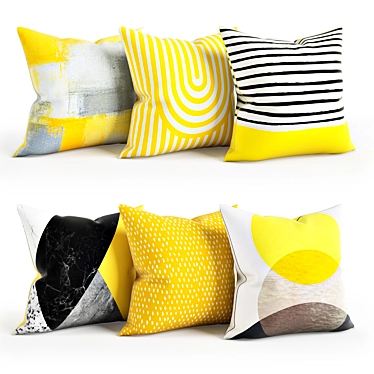 Abstract Yellow Pillow Set 3D model image 1 