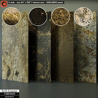 Premium Granite Slab Set 3D model image 1 