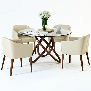 Nordic Elegance: Oleander Dining Table & Lank Chair 3D model image 1 