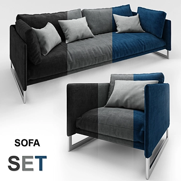 Luxurious Velvet Sofa in Multiple Colors 3D model image 1 