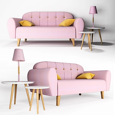 Pink Collection: Sofa, Lamp, Coffee Tables 3D model image 1 