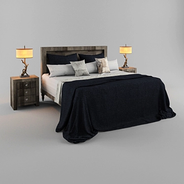 Luxury Blue Dream Bed 3D model image 1 