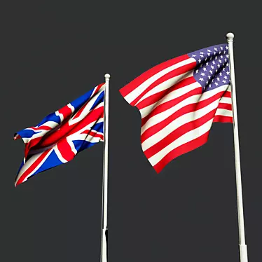 Patriotic USA & GB Flag: Show Your Alliance! 3D model image 1 
