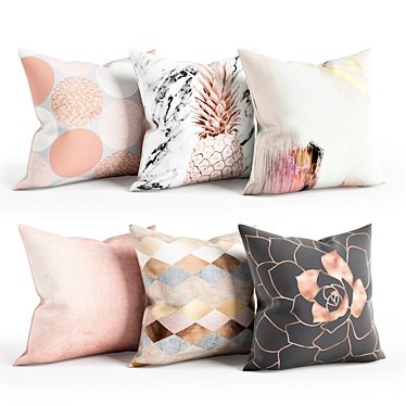 Luxury Rose Gold Pillow Set 3D model image 1 