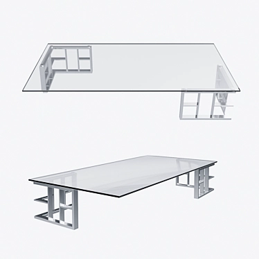 Elegant Stainless Steel Coffee Table 3D model image 1 