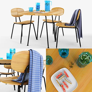 Modern Ethimo Agave Dining Set 3D model image 1 