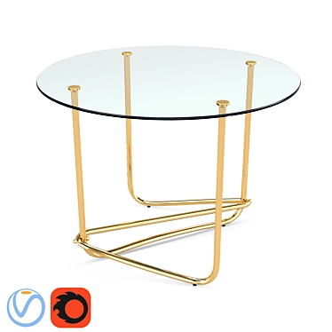 Gubi Mategot Table: Elegant Brass and Glass Design 3D model image 1 