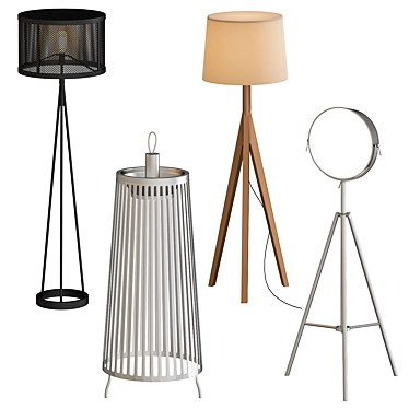 Stylish Tripod Floor Lamps 3D model image 1 