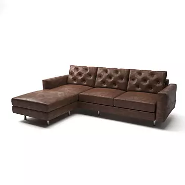 Elegant Brown Leather L-Shape 3D model image 1 