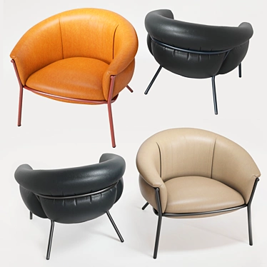 Grasso Leather Armchair: Stylish Design, Premium Comfort 3D model image 1 